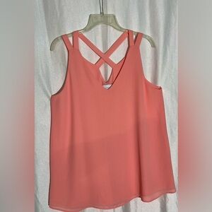 Adrienne Coral Crisscross Back Tank Top